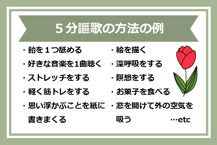 ５分謳歌の方法の例