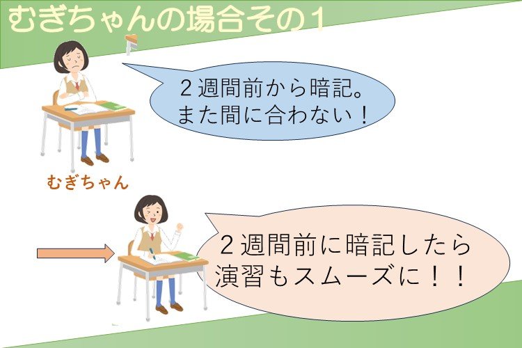 暗記は２週間前に済ませとく