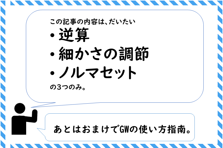 この記事の内容は、大体逆算、細かさの調節、ノルマセットの3つのみ。.PNG