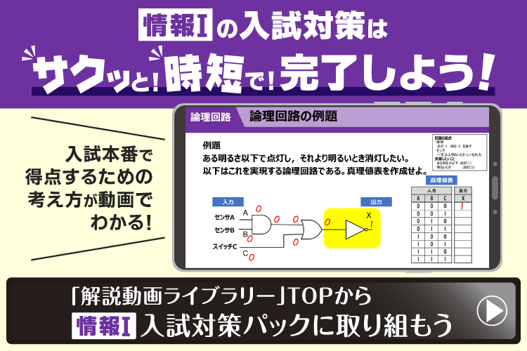 0727-0813_【K3_B8_2】入試対策動画でこの夏「情報Ⅰ」基礎完成！（動画ライブラリ）